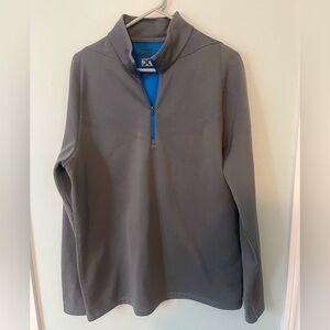 Nike Men's Gray and Blue Quarter-Zip Pullover